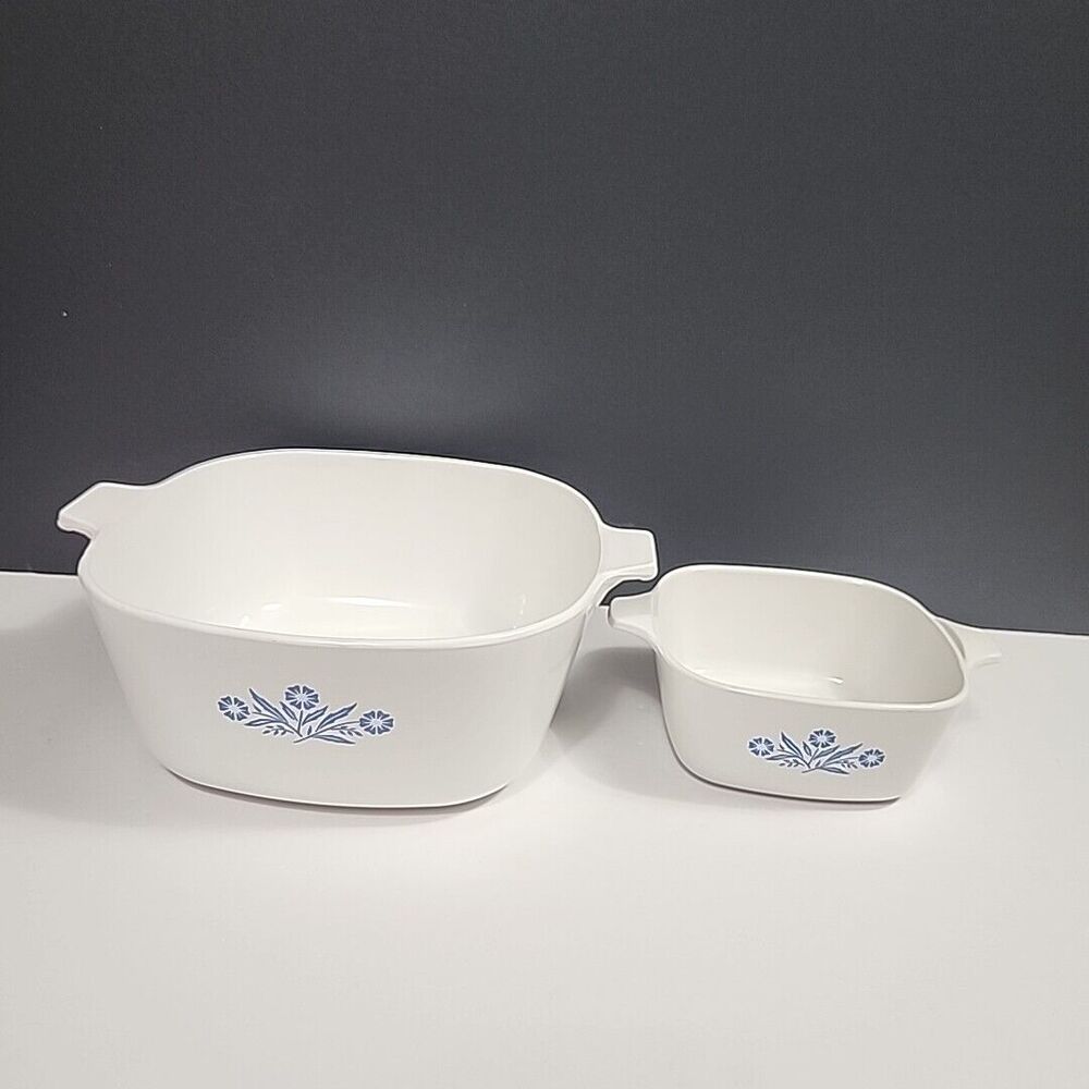 2 Corning Ware Blue Cornflower Casserole P-2 1\2-B (2 1/2 QT) P-43-B (2 3/4 Cup)
